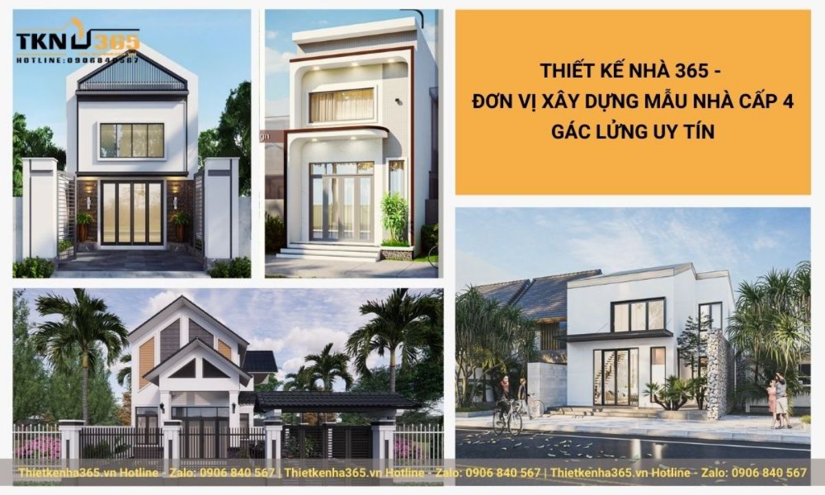 Tổng hợp mẫu nhà cấp 4 gác lửng do công ty Thiết Kế Nhà 365 thiết kế và xây dựng