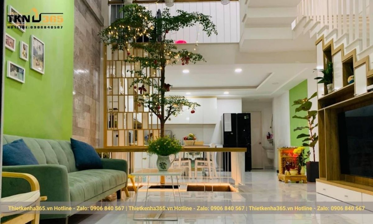 nội thất nhà cấp 4 có gác lửng