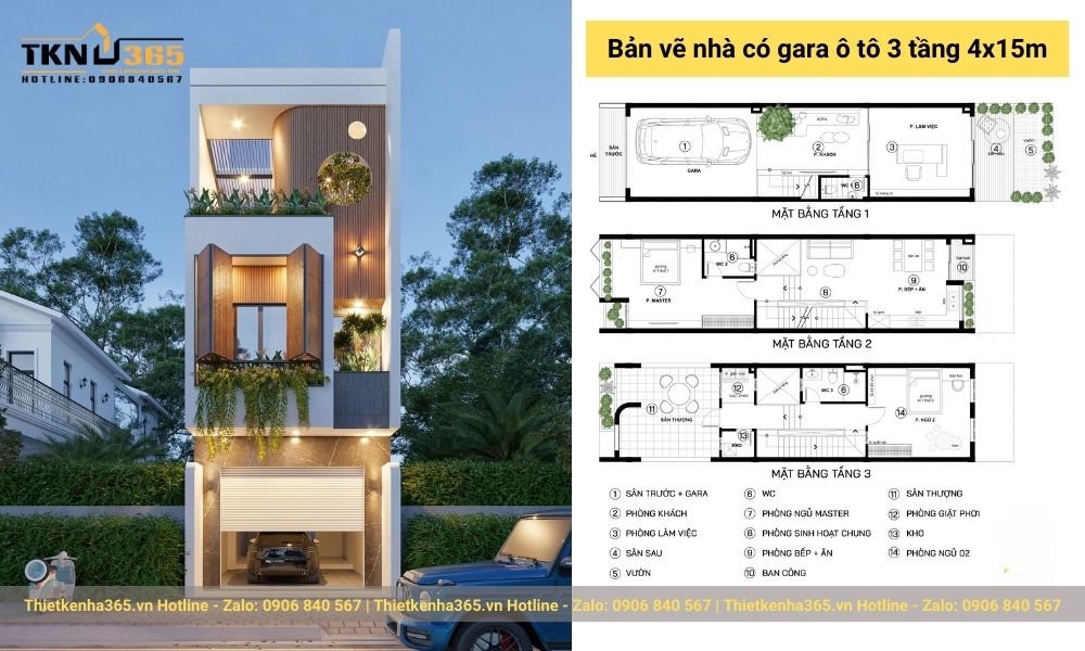 thiet ke nha co gara o to 20