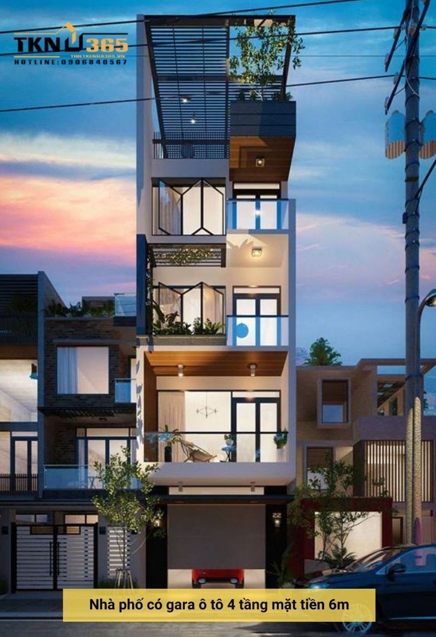 thiet ke nha co gara o to 9