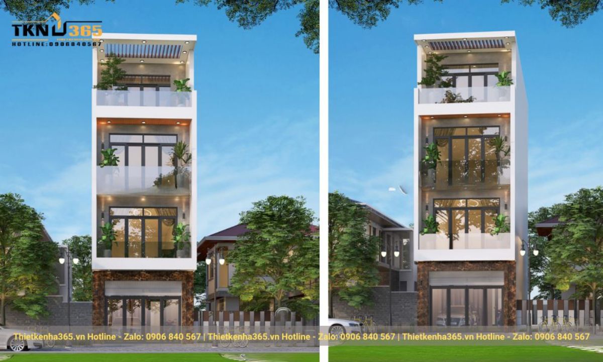 mẫu thiết kế nhà phố rộng 6m 4 tầng hiện đại