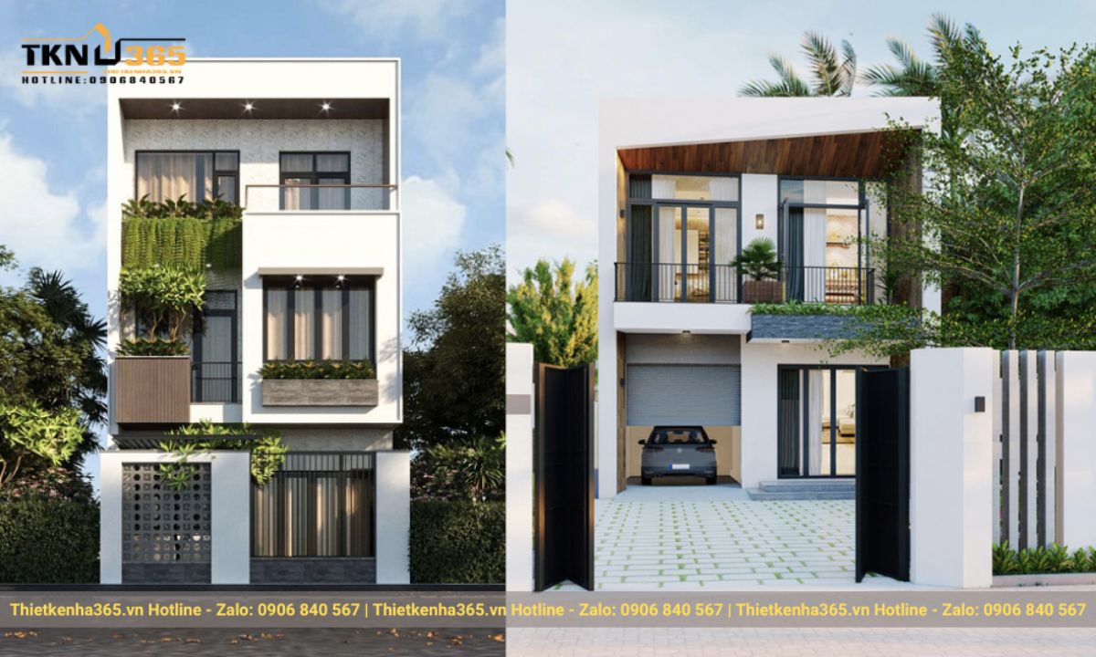 mẫu thiết kế nhà phố rộng 6m có gara oto