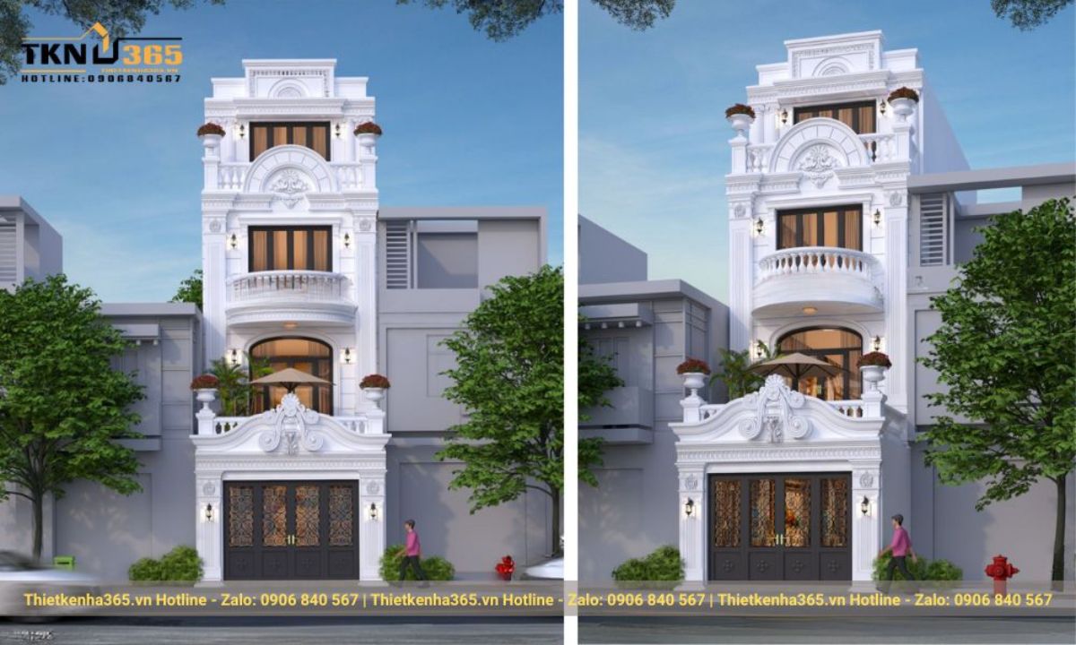 mẫu thiết kế nhà phố rộng 6m 4 tầng biệt thự