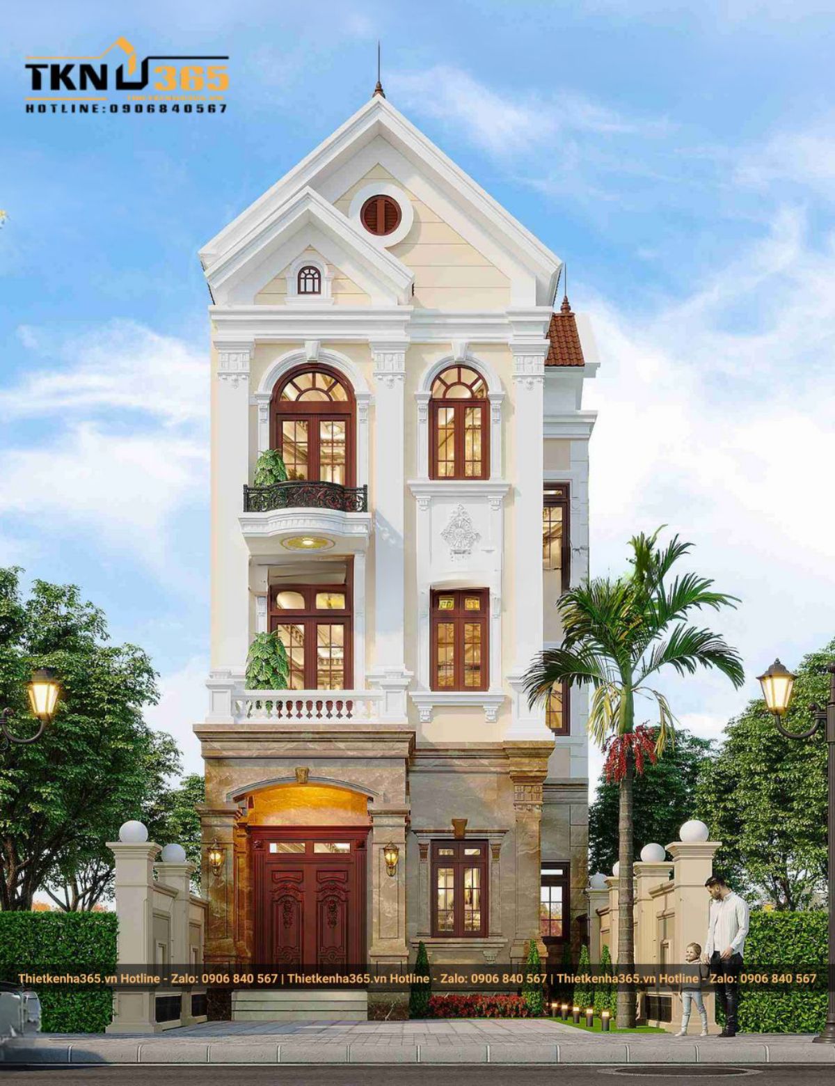 mẫu thiết kế nhà phố rộng 6m tân cổ điển