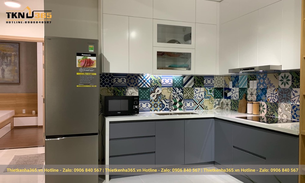 Không gian bếp được thi công tỉ mỉ