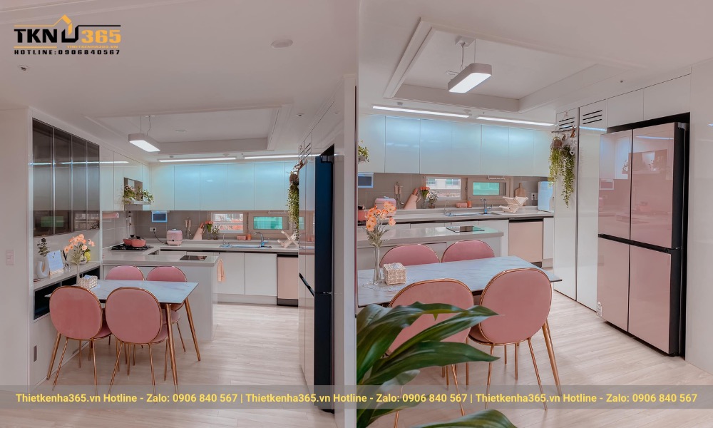 Thi công nội thất phòng bếp chữ U tiện nghi cho nhà diện tích nhỏ