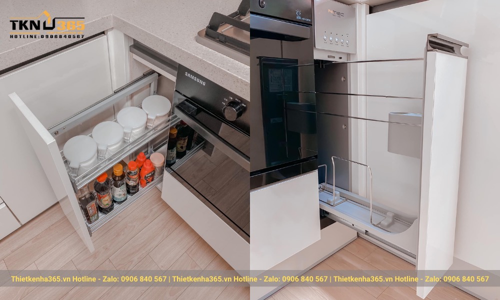 Kệ gia vị nhỏ gọn, tổ chức nhiều tầng cho sức chứa lớn hơn