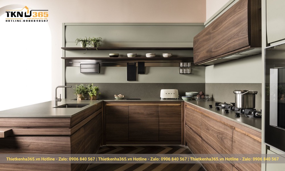 Thi công nội thất bếp gỗ tự nhiên đẹp đẳng cấp
