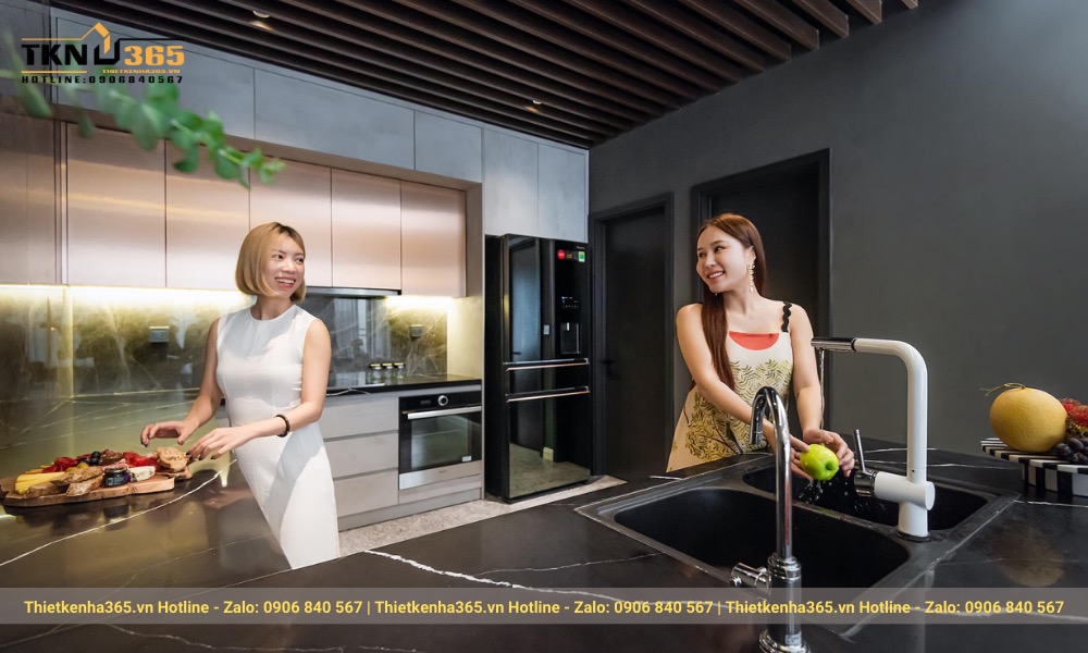 Không gian nấu nướng rộng rãi tạo cảm hứng cho người nội trợ