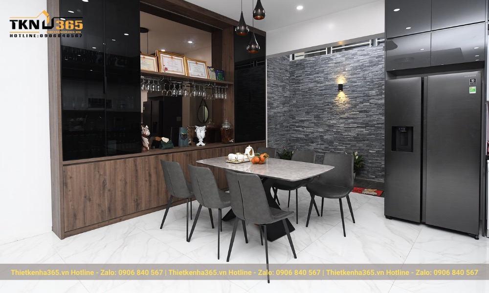 Thi công nhà bếp tủ chữ I sang trọng