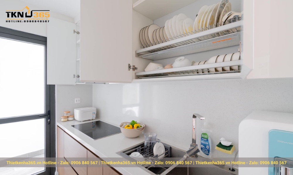 Thi công nội thất nhà bếp chữ I cho căn hộ chung cư