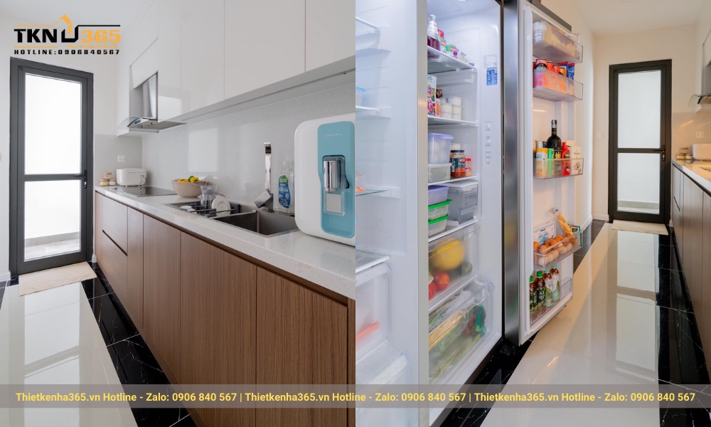 Hệ thống tủ chứa nhiều ngăn, tủ lạnh âm tường tối ưu diện tích