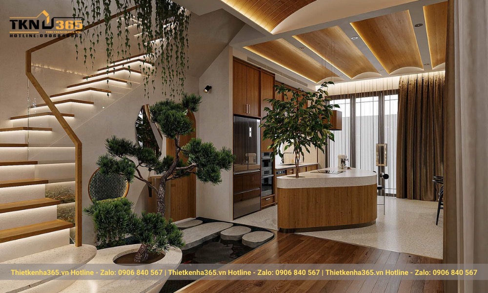 Nhà bếp thi công hài hòa với không gian khác