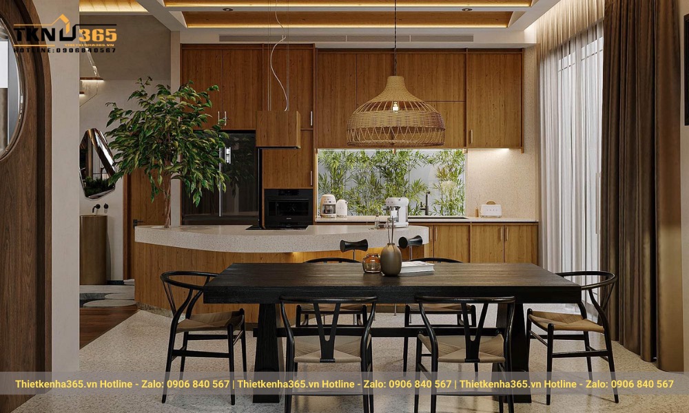 Bộ bàn ghế bằng gỗ tự nhiên sơn đen mộc mạc nhưng vẫn đẳng cấp