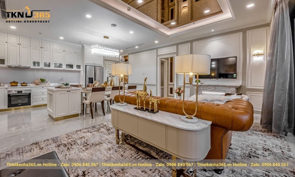 Bộ sofa sang trọng làm điểm nhấn trong phòng khách