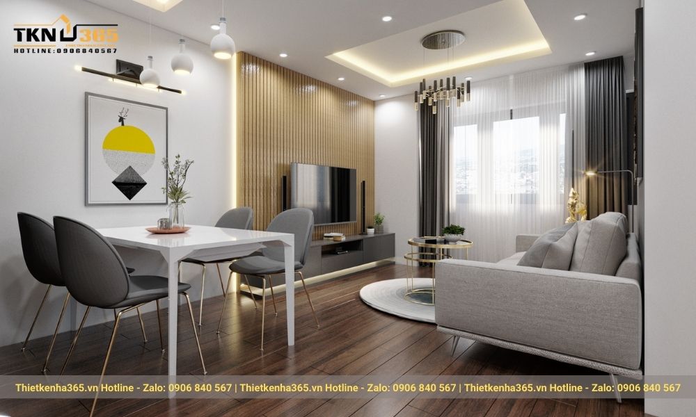 Thi công nội thất phòng khách đơn giản hiện đại