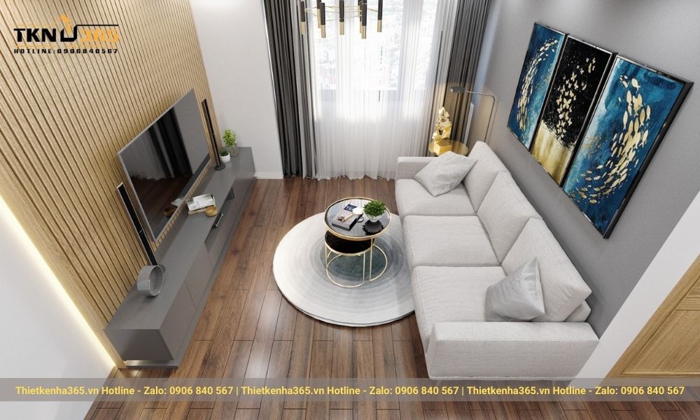 Căn phòng trở nên ấm áp khi được bài trí ban công gần phòng khách