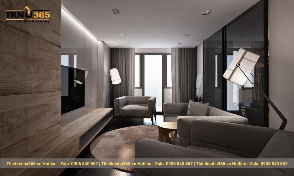 Thi công nội thất chung cư với gam màu tối