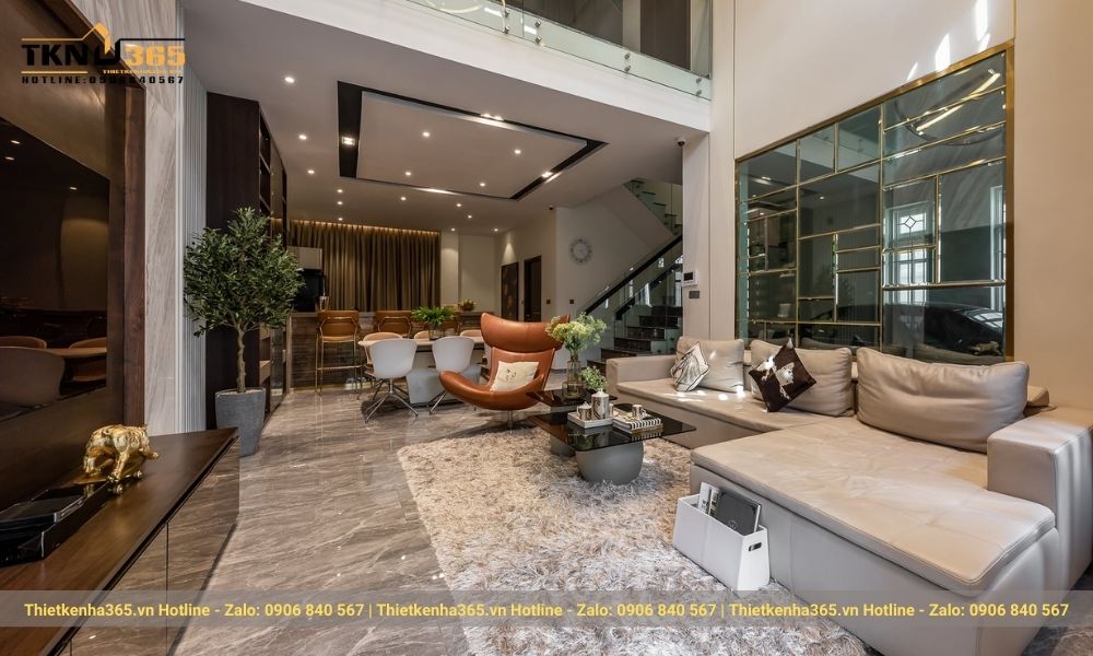 Thảm nhung trải sàn sang trọng trong phòng khách