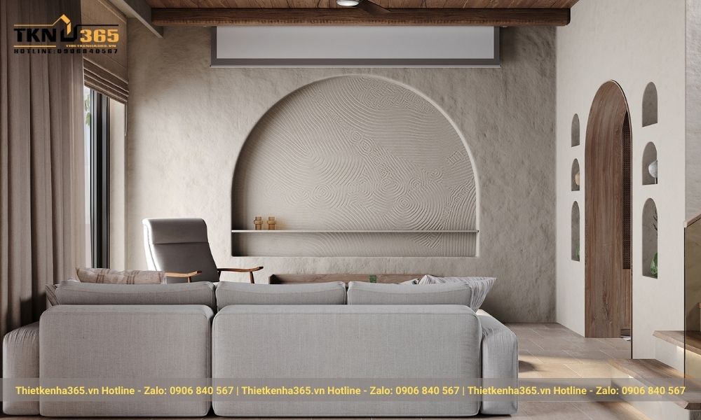 Bộ sofa màu xám trở nên sang trọng trong phòng khách