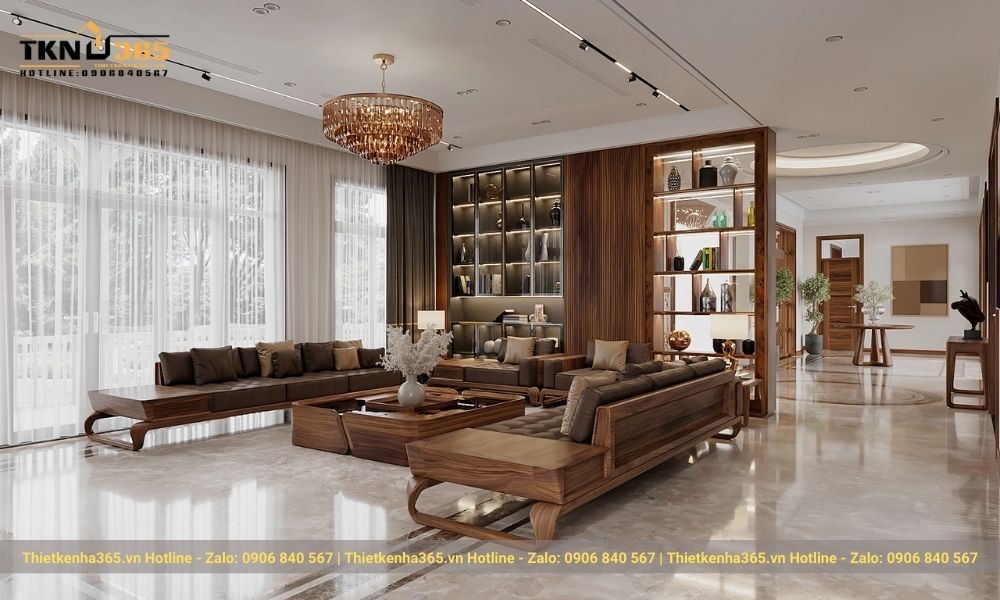 Kệ tủ đựng bình có giá trị kết hợp với bộ sofa sang trọng