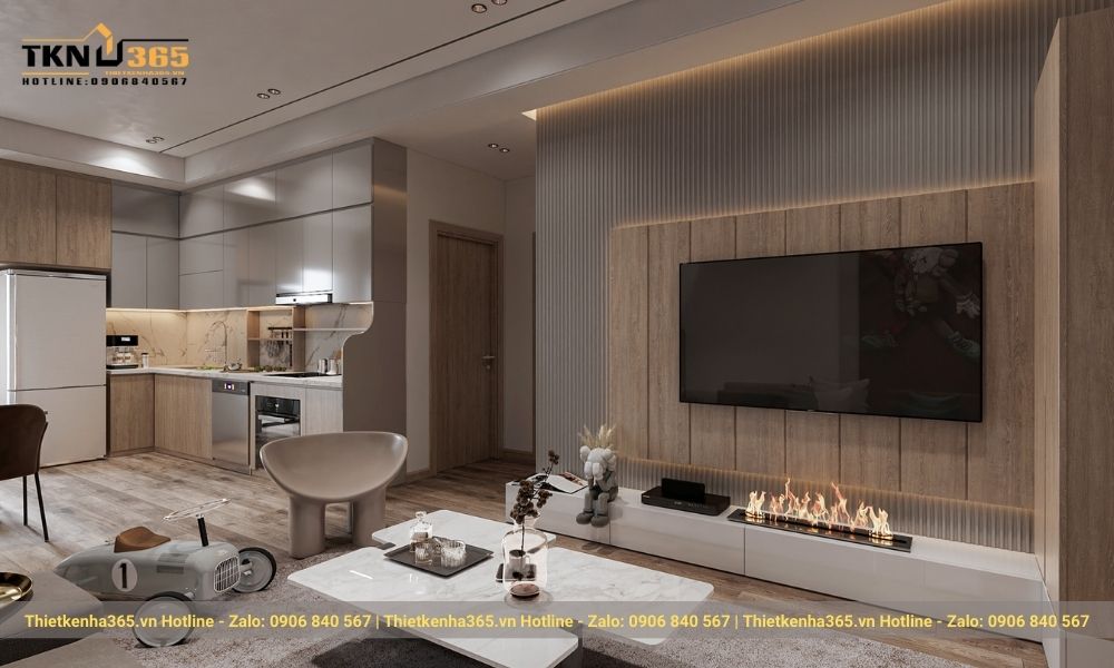 Gỗ công nghiệp thường được sử dụng trong thiết kế nội thất phòng khách