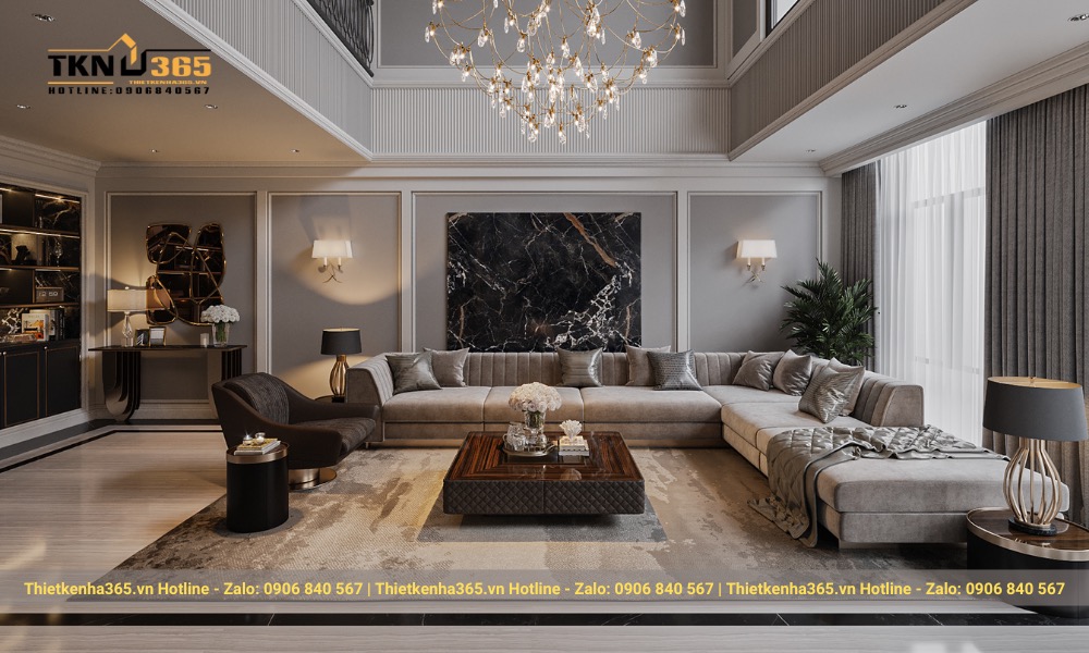 Phòng khách là không gian cực kỳ quan trọng khi bố trí nội thất cho một ngôi biệt thự