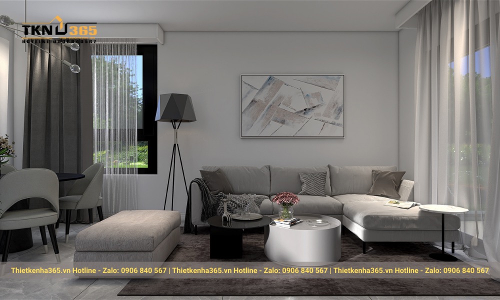 Cửa chính và cửa sổ đều được thiết kế lớn và sử dụng vật liệu kính để tận dụng tối đa ánh sáng tự nhiên