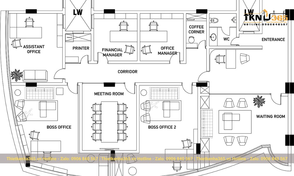 Phân chia bố cục không gian văn phòng hợp lý