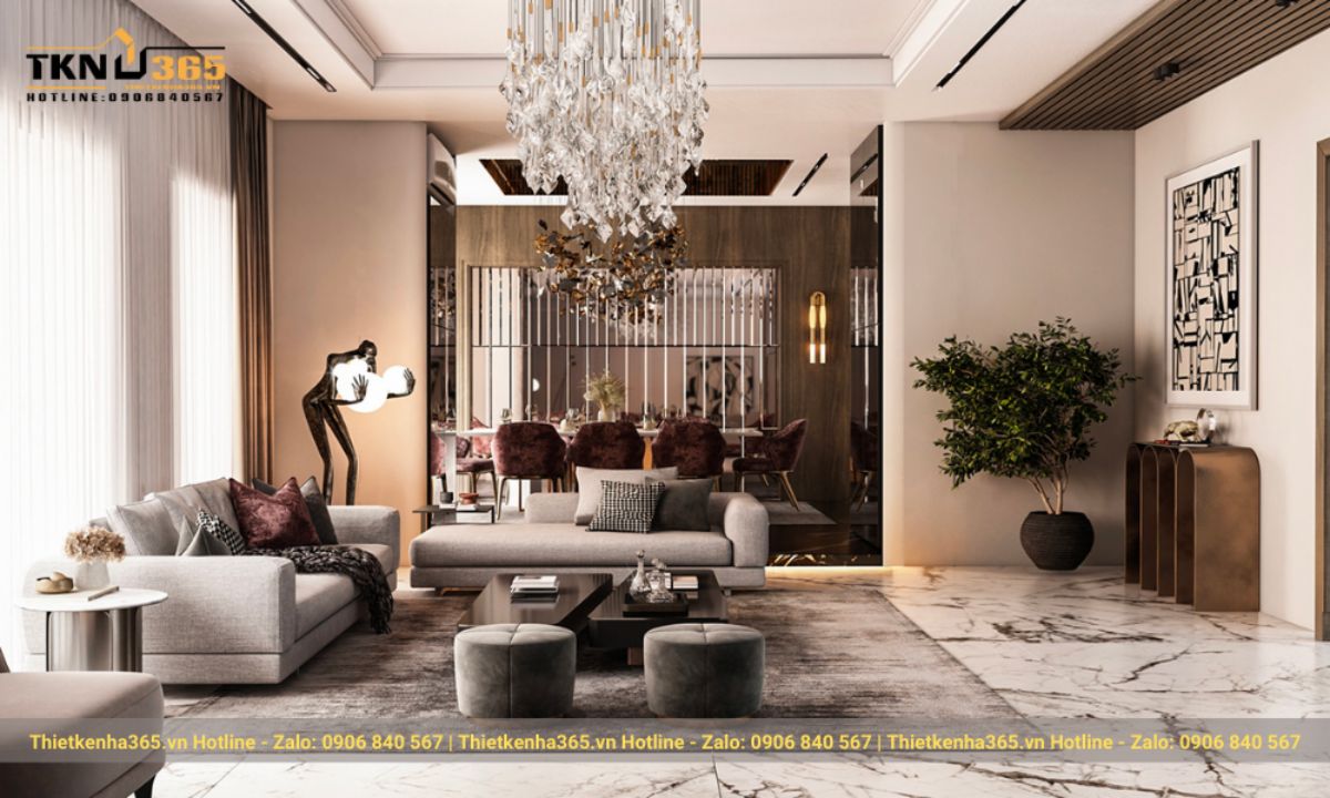 Mẫu 3: Thiết kế nội thất căn hộ phong cách Luxury thời thượng