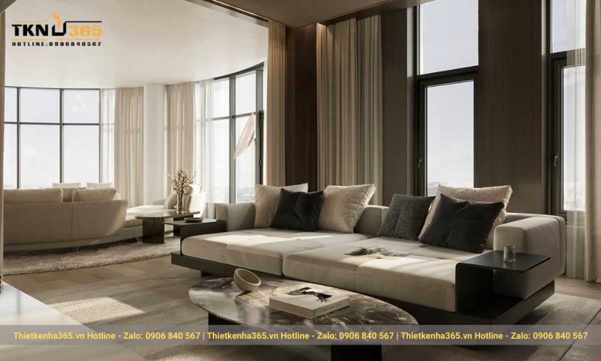 Mẫu 4: Thiết kế nội thất nhà phố phong cách Luxury sang trọng