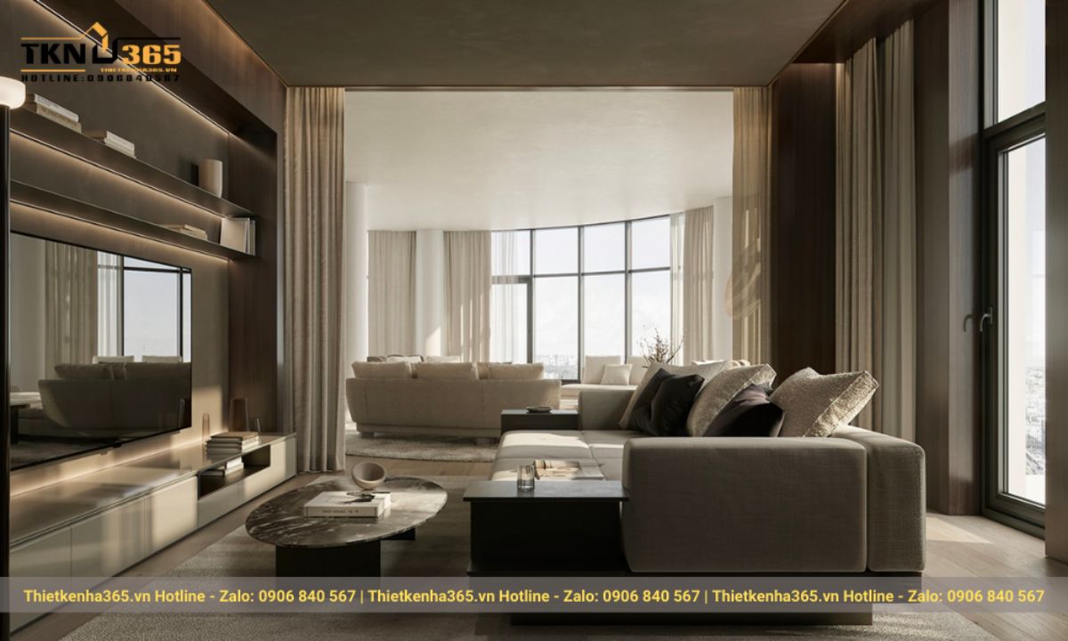 Mẫu 4: Thiết kế nội thất nhà phố phong cách Luxury sang trọng