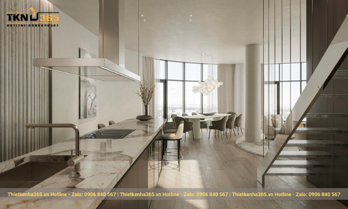 Mẫu 4: Thiết kế nội thất nhà phố phong cách Luxury sang trọng