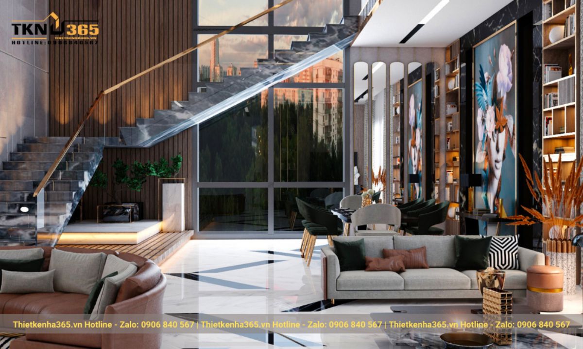 Mẫu 5: Mẫu thiết kế nội thất Duplex phong cách Luxury cao cấp