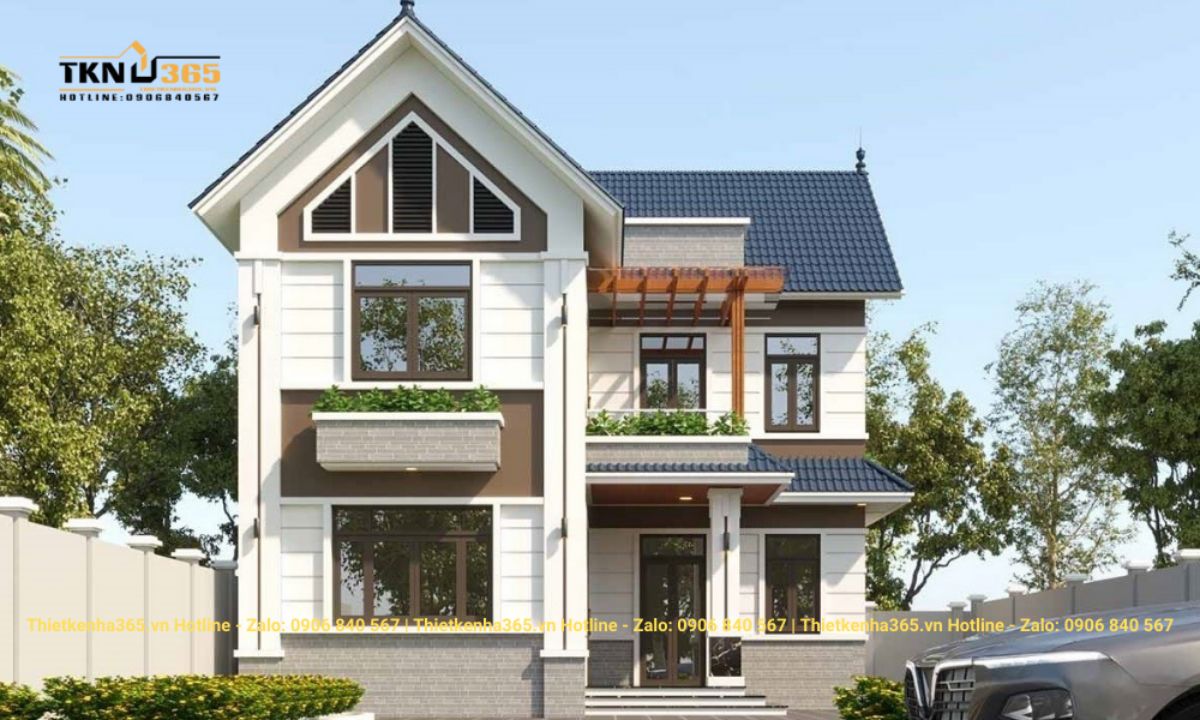 Nhà mái thái 2 tầng chữ L