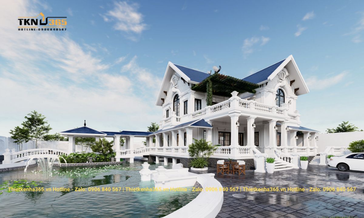 Nhà vuông 2 tầng mái thái 