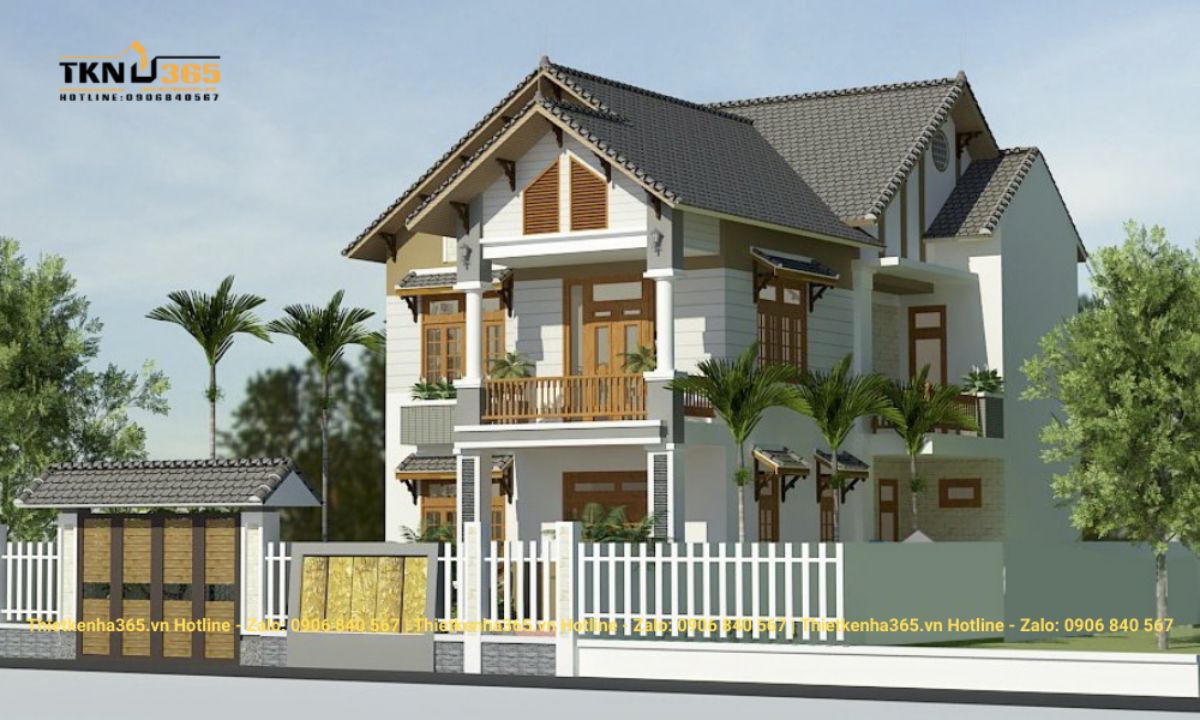 Nhà 2 tầng mái thái ở nông thôn