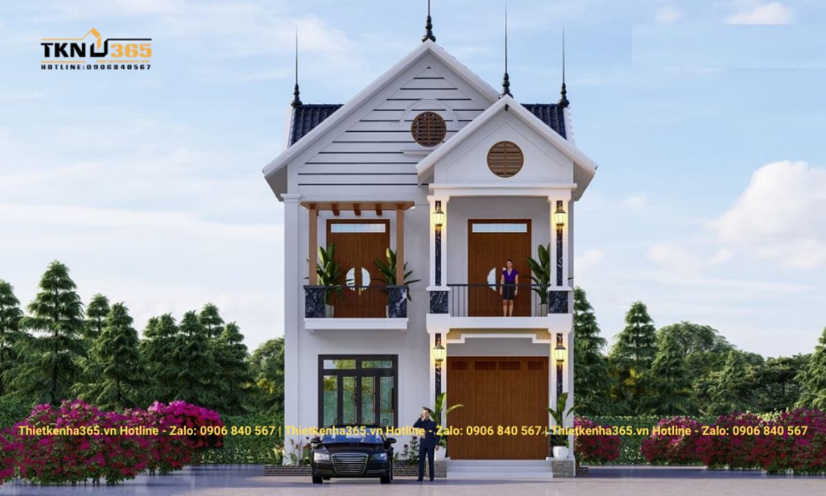 Nhà mái thái 2 tầng chữ L