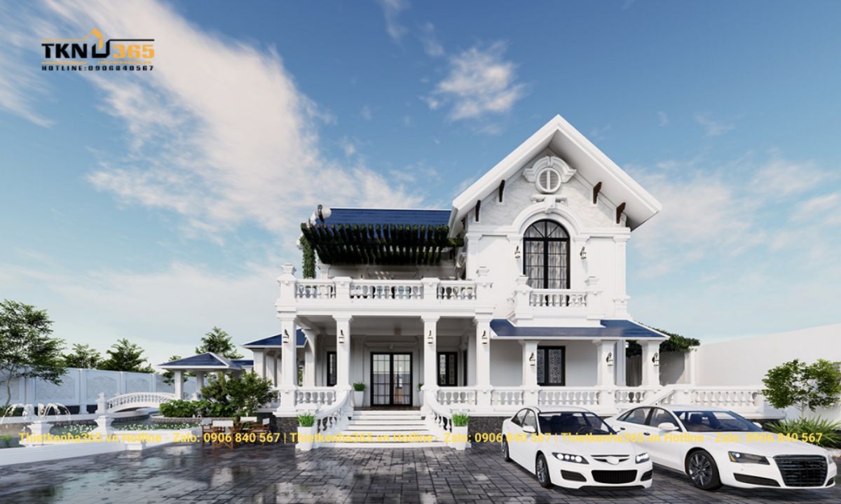 Nhà vuông 2 tầng mái thái