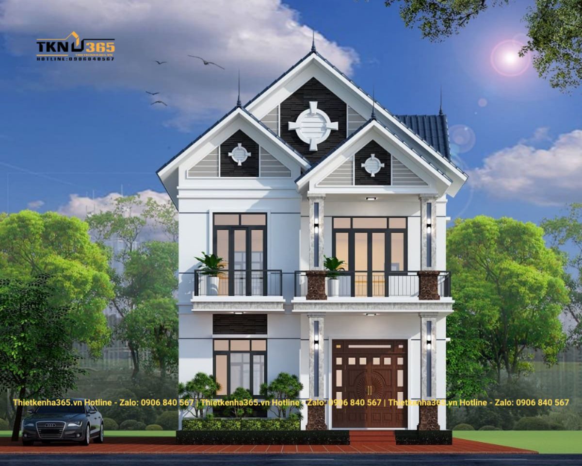 Mẫu nhà 2 tầng mái thái ở nông thôn