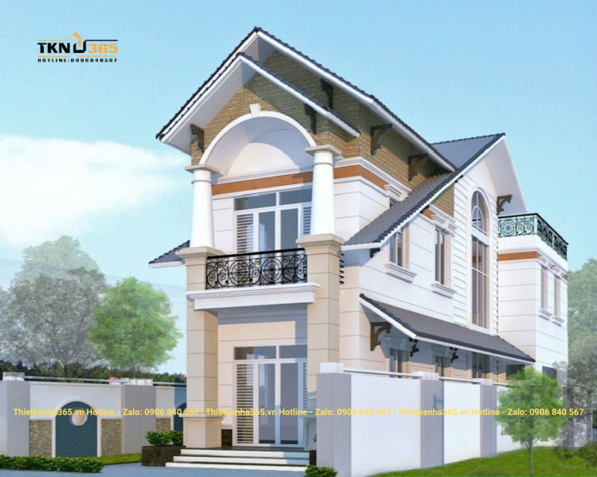 Thiết kế nhà hai tầng mái thái