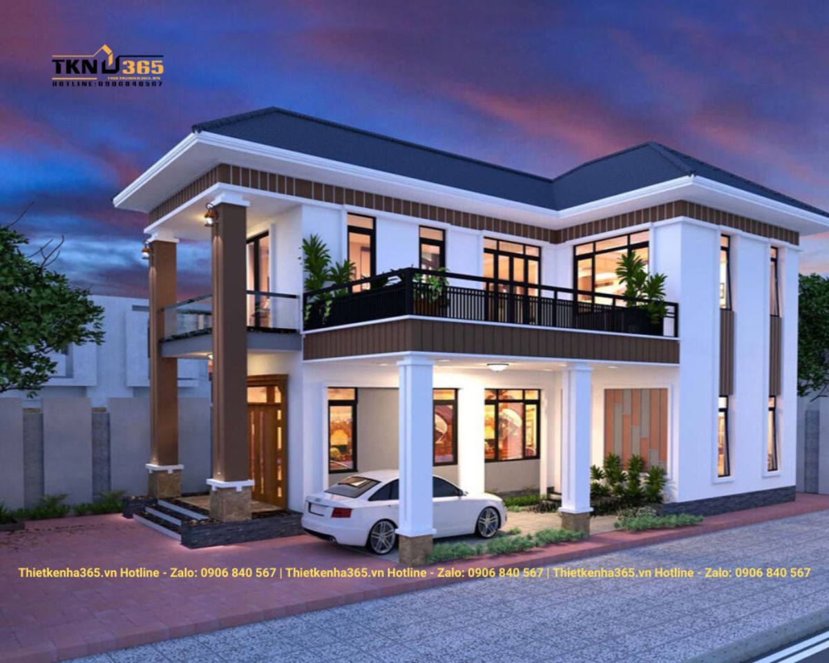 Thiết kế nhà hai tầng mái thái