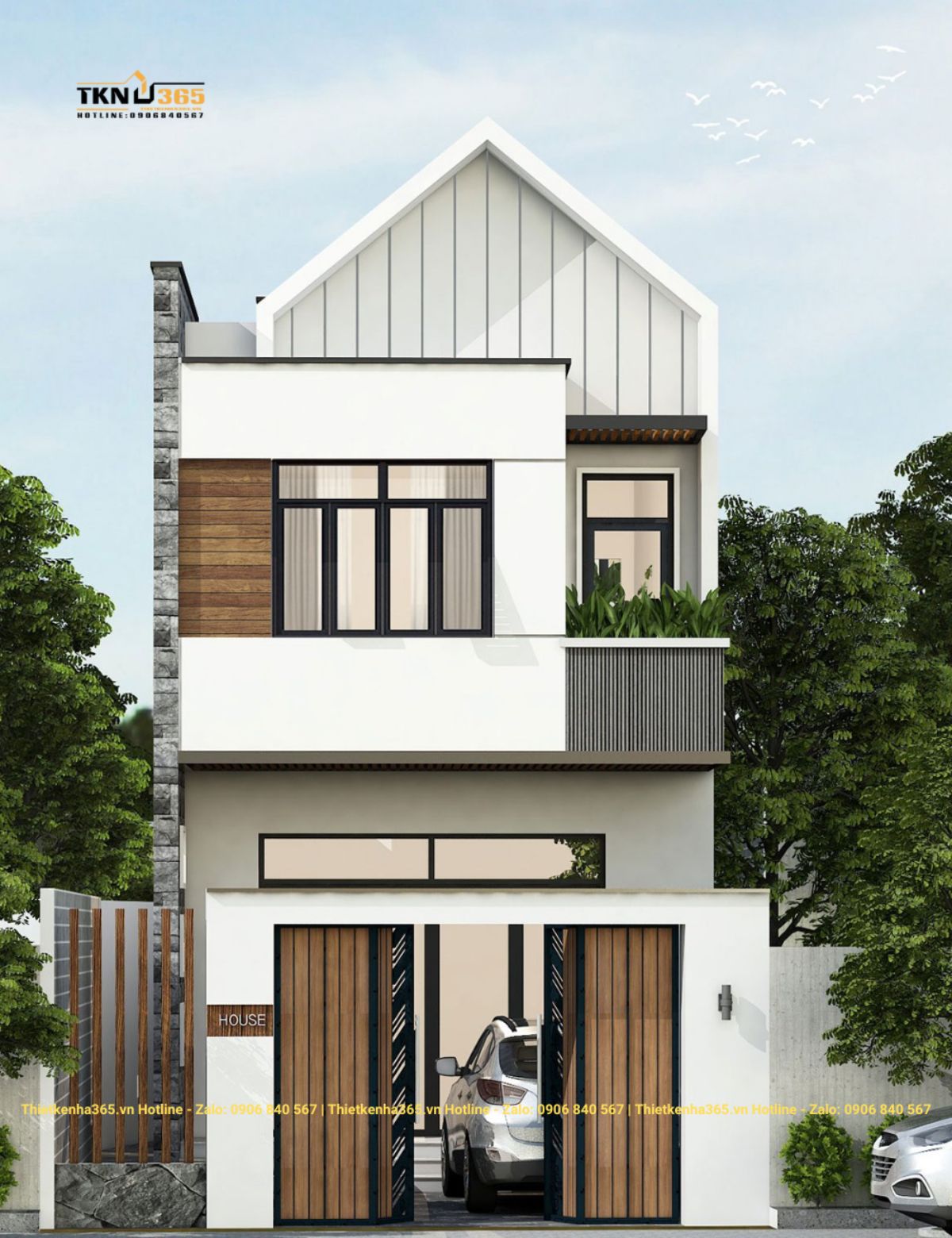 Nhà 2 tầng đẹp mái thái hiện đại