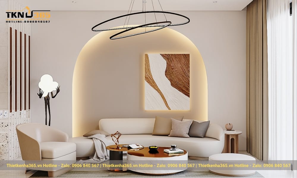 Thiết kế màu sắc của đồ nội thất tương ứng với trang trí của nền (tường).