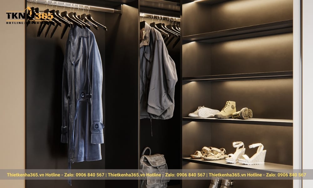 Tủ quần áo âm tường tiết kiệm diện tích.