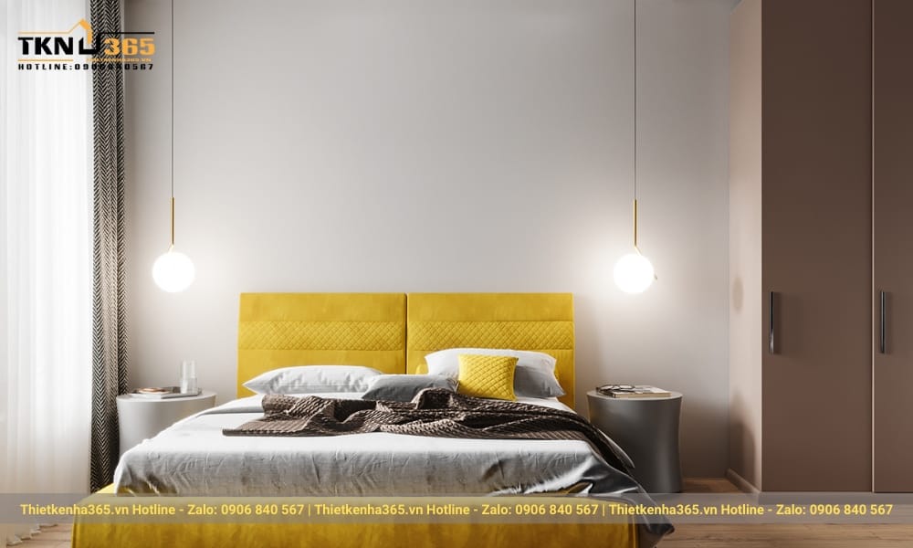 Ga giường màu vàng cũng là một sự lựa chọn tinh nghịch cho căn phòng của bé.