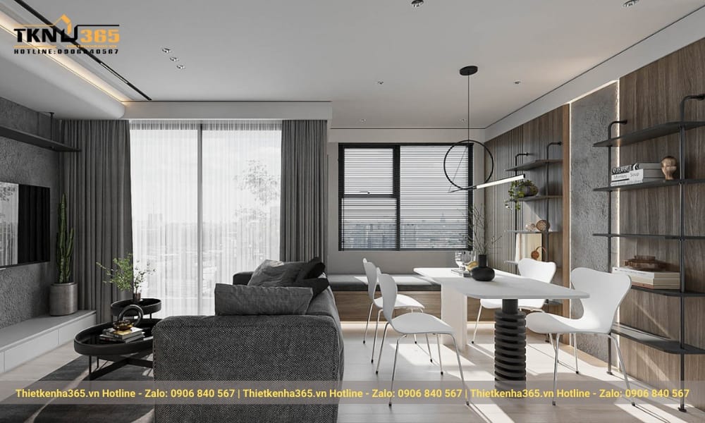 Ánh sáng tự nhiên giúp không gian phòng khách trở nên ấm cúng.