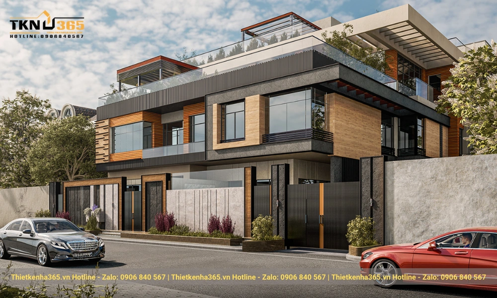Mẫu biệt thự hiện đại  2 tầng có hầm gara chuyên dụng