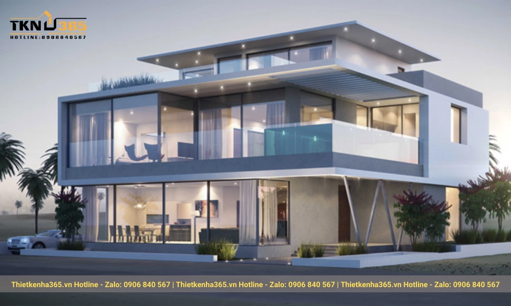 biệt thự 3 tầng chữ L hiện đại