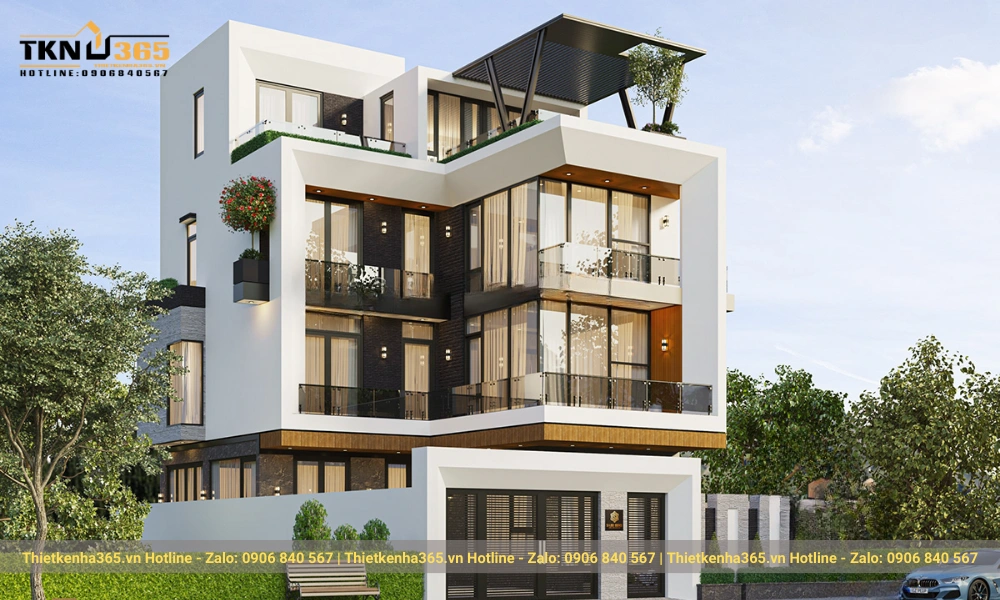 mẫu biệt thự hiện đại 4 tầng